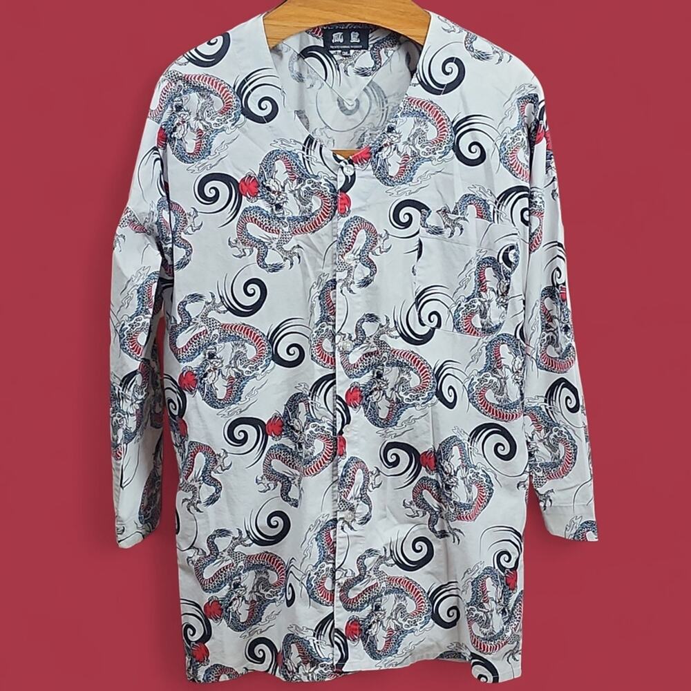 Phoenix 鳳皇 | Japanese Dragon Print Button-Up Shirt Workwear Streetwear | XL